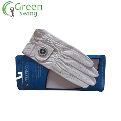 China Golf Play OEM Custom Logo Non Slip Cabretta Leather Golf Gloves For Men And Women for sale