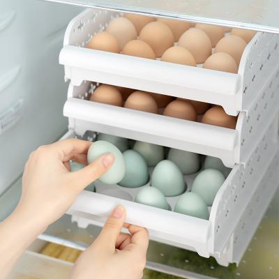 China Fresh Preservation 20 Grids Egg Tray Holder Storage Box Kitchen Fridge Egg Storage Container Stacked Box Fridge Multilayer Drawer for sale