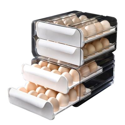 China Freshness Preservation Egg Storage Box Egg Rack for Refrigerator Large Capacity Transparent Egg Rack for Refrigerator 18 Count Egg Organizer for sale