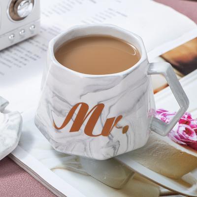 China Sublimation coffee mug personality fashion home cup home breakfast ceramic cup viable simple diamond shaped gift custom LOGO for sale