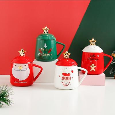 China Viable Cute Creative Christmas Mug Gift Mug Large Capacity Ceramic Coffee Mug for sale