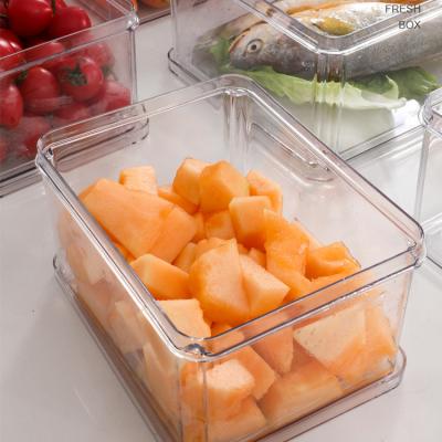 China Freshness Storage Large Capacity Refrigerator Storage Container Kitchen Storage Container Box Clear Plastic Organizer With Handle for sale