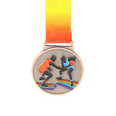 China Sports Event Manufacturing Customized Basketball Football Running Swimming Sports Die Casting Soft Enamel Medal for sale