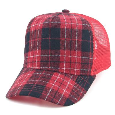 China breathable & Summer Style Sports Trucker Hats British Plaid Mesh Fabric Waterproof For Men Customized for sale