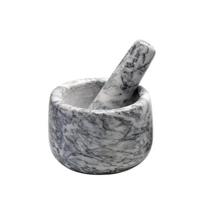 China Viable Natural Stone White Gray Marble Mortar Spice Crusher And Pestle Set For Kitchen for sale