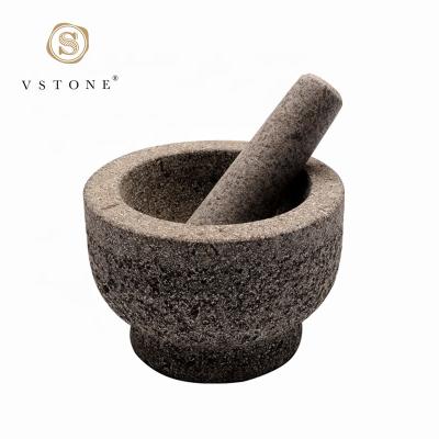 China High Quality Viable Natural Stone Rough Edge Granite Mortar and Pound Marble Pestle and Mortar Set for Kitchen for sale