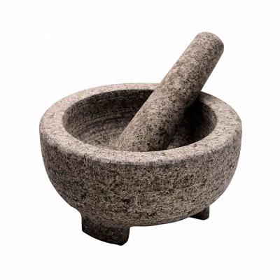 China Lychee Granite Molcajete Rough Surface Outdoor Mortar and Viable Pestle and Pestle Mortar with Pestle for Kitchen and Restaurant for sale