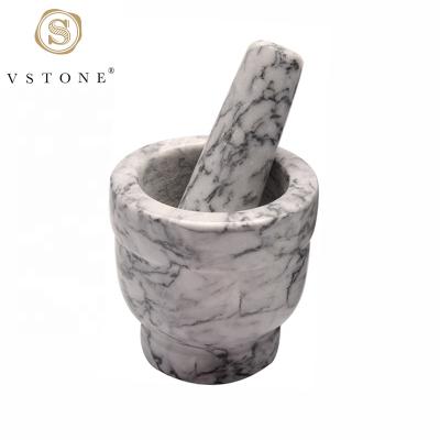 China Mini Stone Marble Mortar and Pestle Viable Set Pestle and Mortar for Kitchen and Restaurant for sale