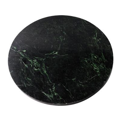 China Sustainable Dark Green Marble Round Cheese Board Chopper Round Marble Serving Board For Cheese for sale