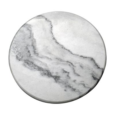 China Viable Dark Gray Marble Round Cheese Board Chopper Round Marble Serving Board For Cheese for sale