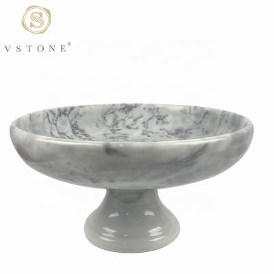 China Nordic Modern Viable White Gray Marble Fruit Tray Serving Tray for sale