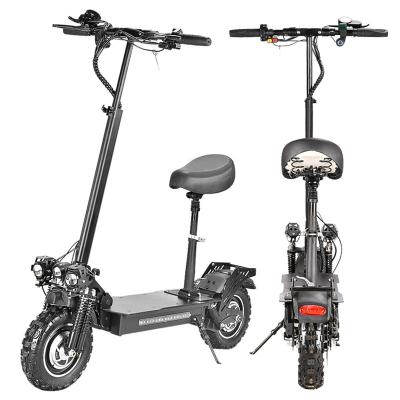 China 60km/h 11 Inch Double Motor Big Wheel Long Range Electric Adult Unisex 1200w Powerful Seat Foldable Tire Fat Off Road Scooters Unisex Max Speed for sale