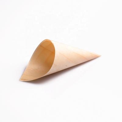 China Viable Disposable Solid Food Wooden Cone for sale