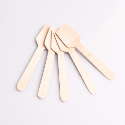 China Disposable wooden scoop stocked for easy wedding and birthday party using flatware for sale