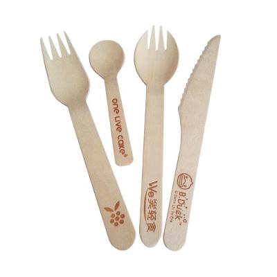 China Natural Birch Wood Eco-friendly Disposable Birch Wood 165mm Spork With Logo Customized for sale