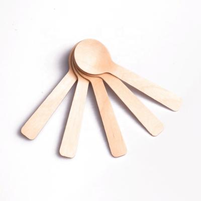 China Disposable Wholesale Small Round Head Wooden Scoop With Long Hand And Customer Logo for sale