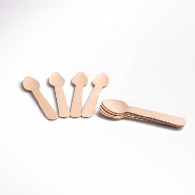 China 110mm Stocked AB Mixed Grade Disposable And Biodegradable Wooden Spoon For Ice Cream for sale