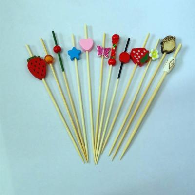 China Easily Cleaned Bamboo 120mm/90mm Cocktail Sandwich Food Pick Diverse Decorative Biodegradable Skewer Bamboo Stick for sale