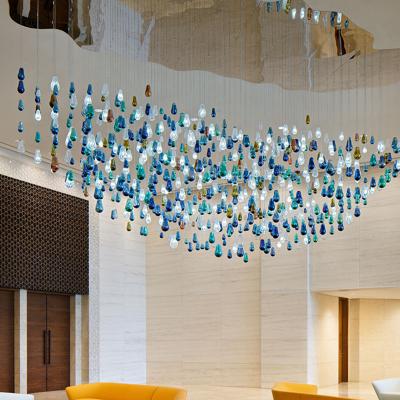 China Modern Modern Hotel Lobby Decoration Hanging Hand Blown Glass Bulb Pendant Lights Ceiling Glass Chandelier for sale