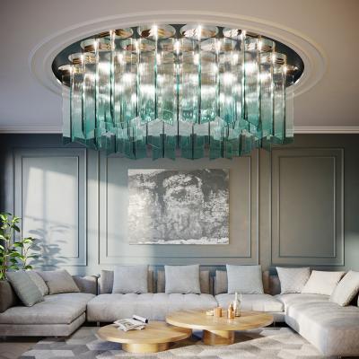 China Modern Customized Luxury Modern Art Glass Led Light Hotel Banquet Hall Round Ceiling Chandelier for High Ceilings for sale