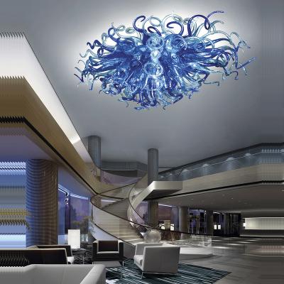 China Modern Modern Ceiling Lighting Fixtures Decoration Custom Hotel Luxury Blue Dale Chihuly Style Hand Blown Murano Glass Art Chandelier for sale