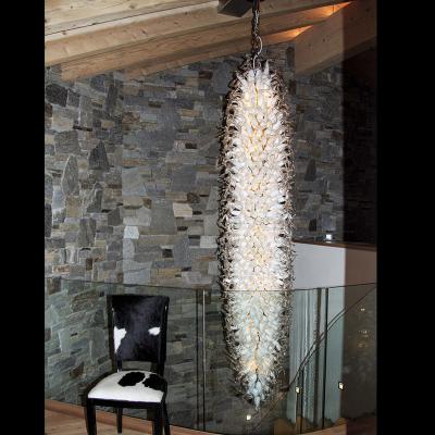 China Modern Customized hand blown glass lighting chandelier with unique glass pendant lights for hotel villa staircase decoration for sale