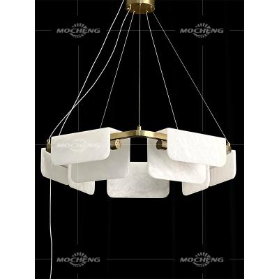 China Modern Customized Design Modern Ceiling Marble Chandelier Restaurant Decoration Lighting Alabaster Pendant Light for sale