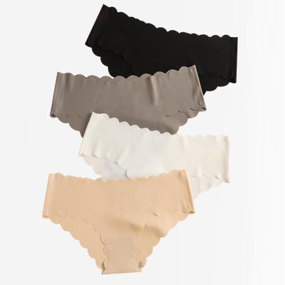 China Antibacterial silk panties solid low-waist ice seamless woman laser cut underwear one-piece traceless panties for sale