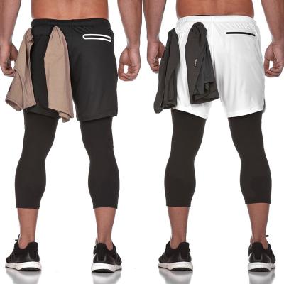 China QUICK DRY 2 in 1 Compression Tights Shorts Men's Workout Running Gym Training Leggings for sale