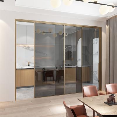 China Aluminum alloy commercial strong safety glass safety design decoration fashion sliding doors for kitchen for sale