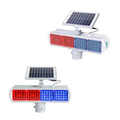 China Luzes de trânsito de luz solar LED piscando Luzes de trânsito de luz de aviso LED azul e vermelho à venda