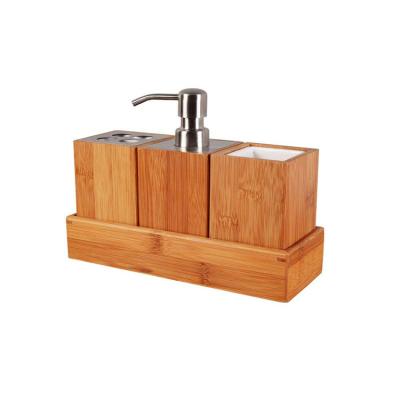 China Viable Wholesale High Quality Popular Hot Selling Bamboo Bathroom Accessories Set for sale