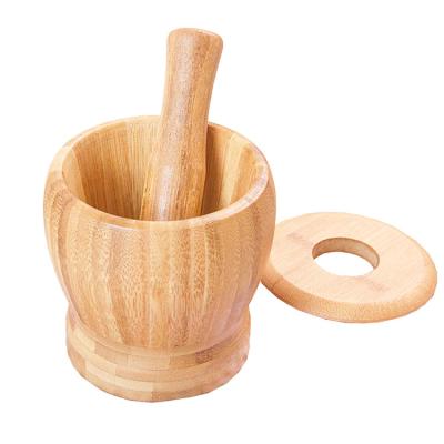 China Multifunctional Viable Manual Ginger Spices Pestle Press Grinder Garlic Crusher Bowl Fruit Vegetable Bamboo Fruit and Vegetable Tools for sale