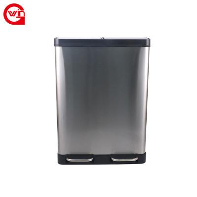 China Sustainable Plastic Stainless Steel Soft Close Camp Homestreet Household Trash Bin Recycling Pedal Bin for sale