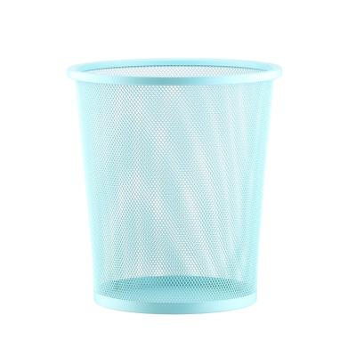 China Metal Office Viable Waste Bin Round Mesh Paper Basket Waste Bin for sale