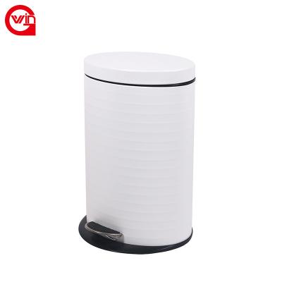 China Sustainable Luxury Goods Indoor And Outdoor White Iron Oval Cover Office Waste Medical Waste Bin for sale