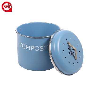 China New Design Sustainable Products 5L 8L Metal Compost Bin Recycle Bins Clear Kitchen Outdoor Compost Bin for sale