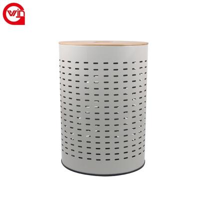 China Household Hotel Design Bathroom Minimalist Large Size Square Iron Laundry Trash Bin for sale