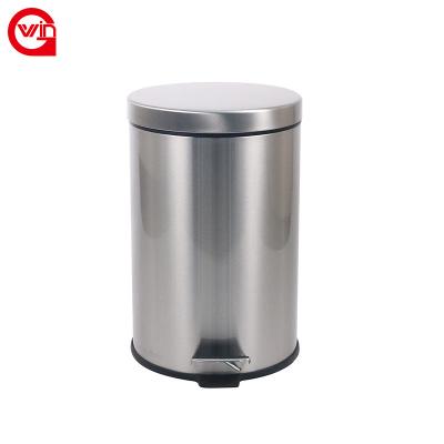 China Sustainable Stainless Steel 5L Sanitary Foot Pedal Rubbish Slow Closing Trash Can Rubbish Bin for sale