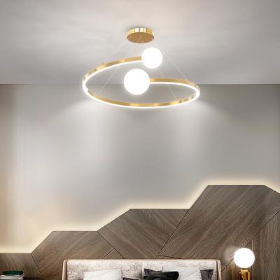 China New Design LED Circle Modern Aluminum Ring Pendant Light Chandelier Indoor Simple Modern Ceiling Chandelier for sale