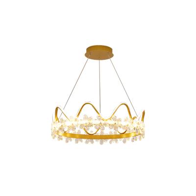 China 2021 New Design Children's Room LED Crystal Chandelier Decorative Modern Boy and Girl Crown Pendant Light for sale