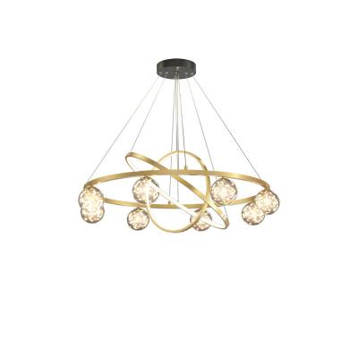 China New Arrived Nordic Pendant Light Nordic Style Gold Color Circle Gold Color Living Room LED Light Creative Chandelier for sale