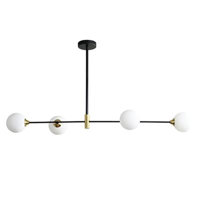 China Nordic Nordic Glass Rod Hanging Light 4 Island Kitchen Light Black and Gold Pendant Lights Double Bubble Glass Lamp for sale