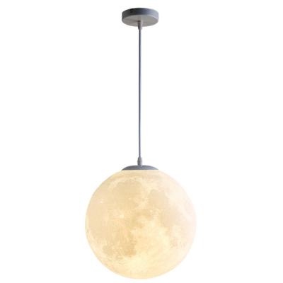 China Modern 3D Globe Printing Modern Design Moon Chandelier Personality Bedroom Pendant Lighting Hanging Light for sale