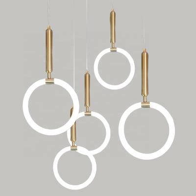 China Fancy Circle Led Chandeliers Silicone Modern Contemporary 20cm Ring Pendant Light White /Warmwhite Led for sale