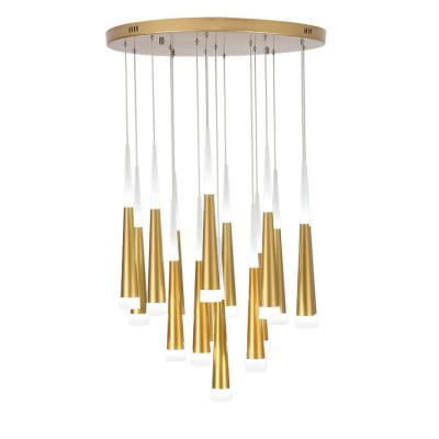 China Modern Romantic Design Aluminum Spiral Staircase Chandelier Luminous Meteor Shower LED Pendant Light Chandelier for sale