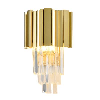 China Post Modern Brass Wall Sconces Lighting, Stylish Crystal Rod Wall Mount Lamp Crystal Wall Lighting For Indoor Use for sale