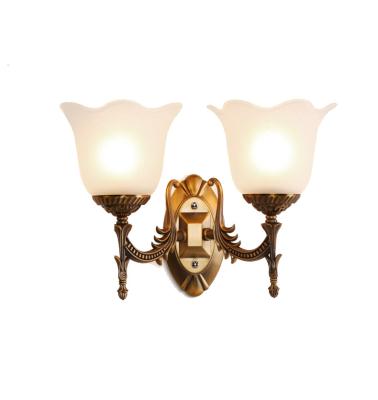 China European Classic European Style LED Wall Lamp Luxury Indoor Brass Bronze Color Mirror Glass Wall Lights for sale