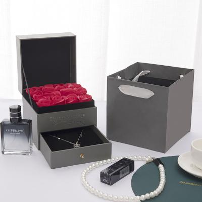 China Recyclable Luxury Ribbon Packaging Elegant Pink Jewelry Box Gift Box for sale