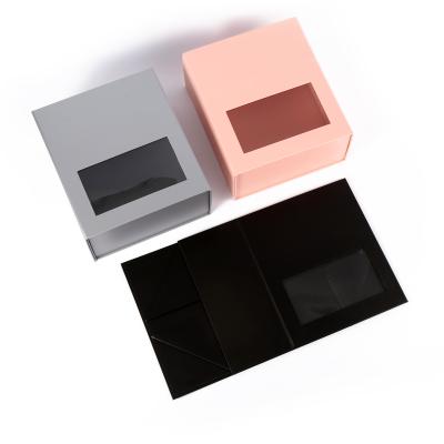 China New Arrival Simple Stylish Folding Box FO Custom Logo Luxury Gift Recyclable With Magnetic Packaging Box With Window Gift Box for sale